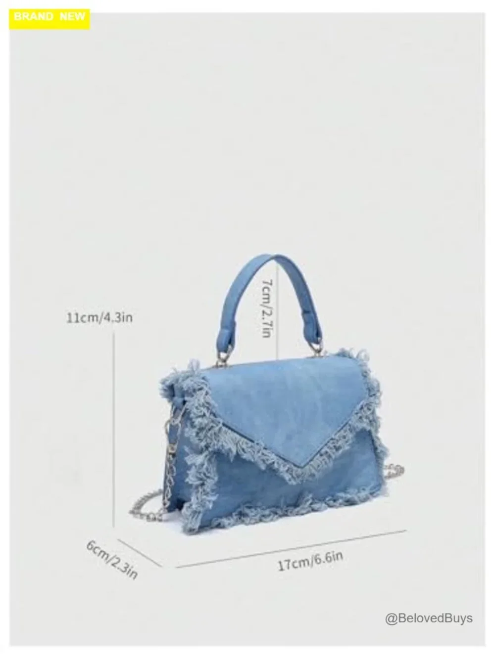 Fringe Hobo Bag Tassel Trim Small Denim Vegan Suede Crossbody